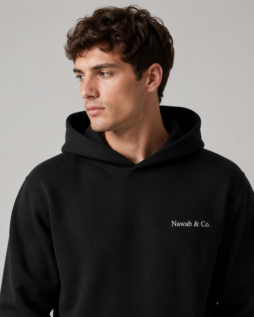 Eclipse Hoodie — Ivory White front view, Nawab & Co.