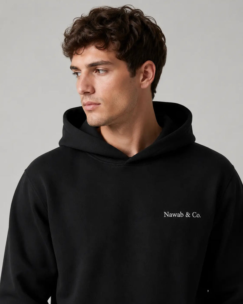 Eclipse Hoodie — Ivory White front view, Nawab & Co.