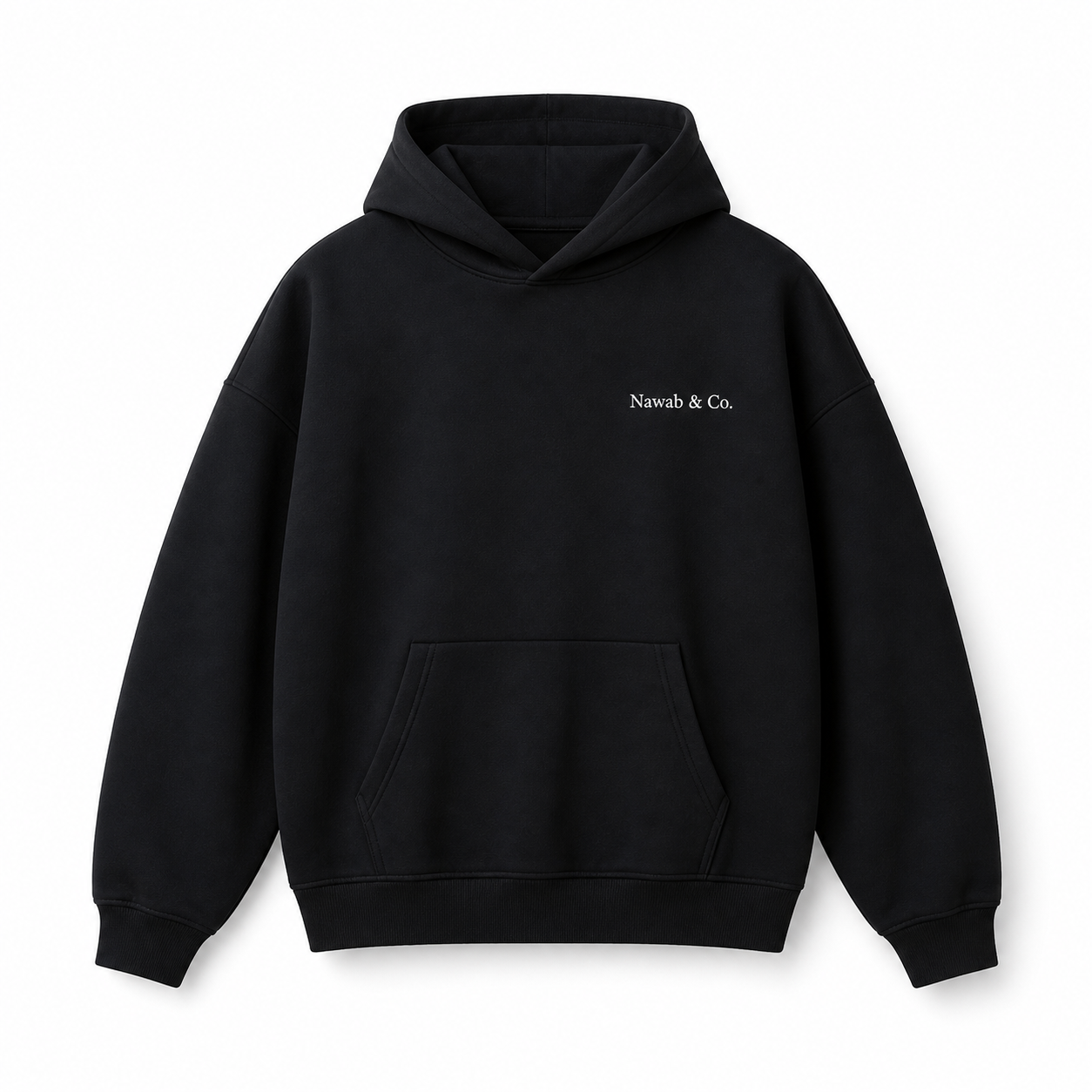 Monolith Hoodie — 560 GSM detail, Nawab & Co.