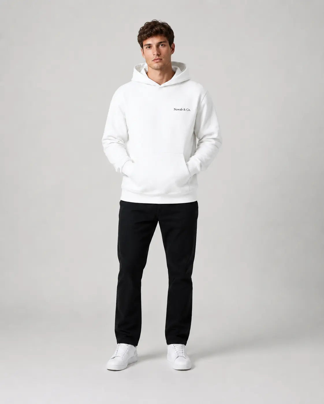 Eclipse Hoodie — Onyx Black back view, Nawab & Co.