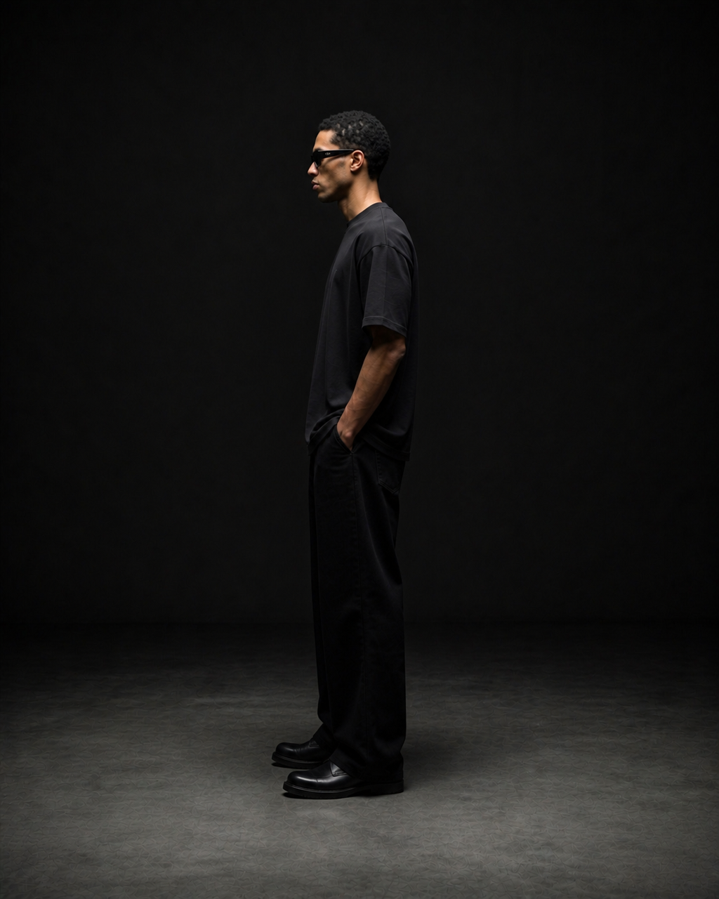 Shadow Tee — Obsidian Black detail, Nawab & Co.