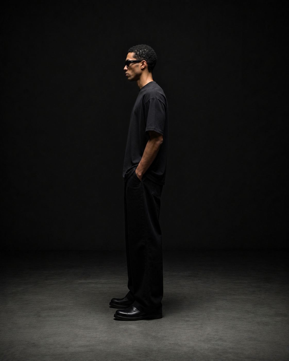 Shadow Tee — Obsidian Black detail, Nawab & Co.