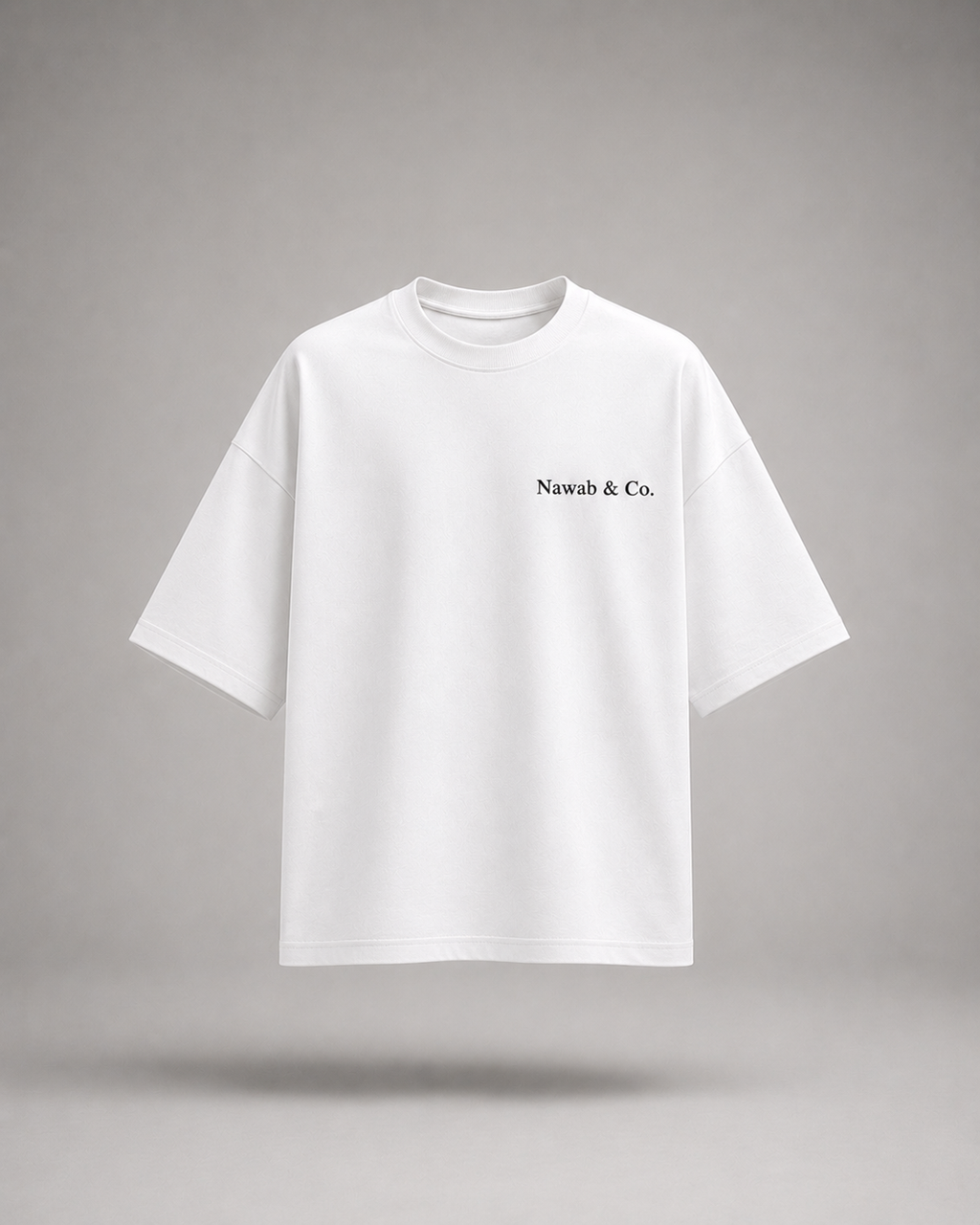 Shadow Oversized High-Neck Tee — Obsidian Black, Nawab & Co.