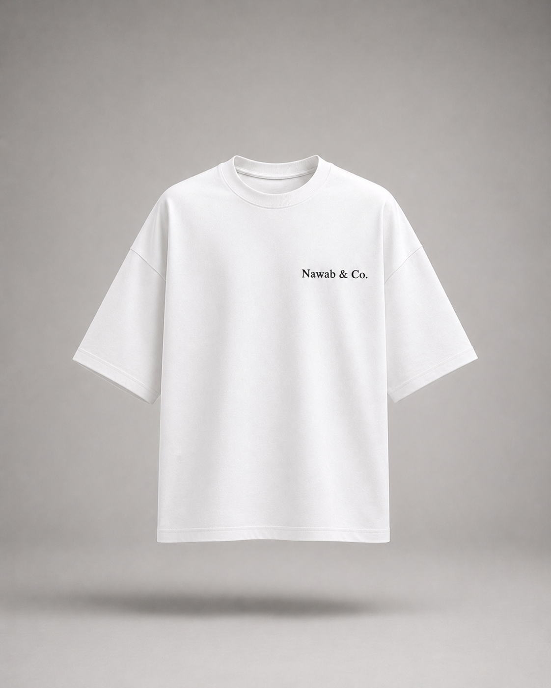 Shadow Oversized High-Neck Tee — Obsidian Black, Nawab & Co.